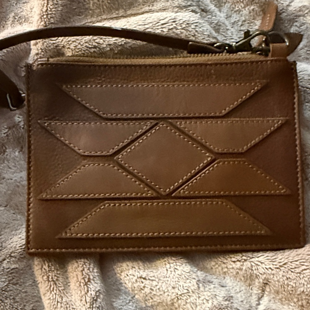 STS Ranchwear Kai Stadium Brown Leather Crossbody Wristlet